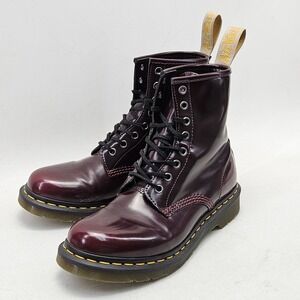 Dr Martens 1460 Vegan Boot Cherry Red Burgundy Glossy 8 Eye Lace Up 24226 Mens 7